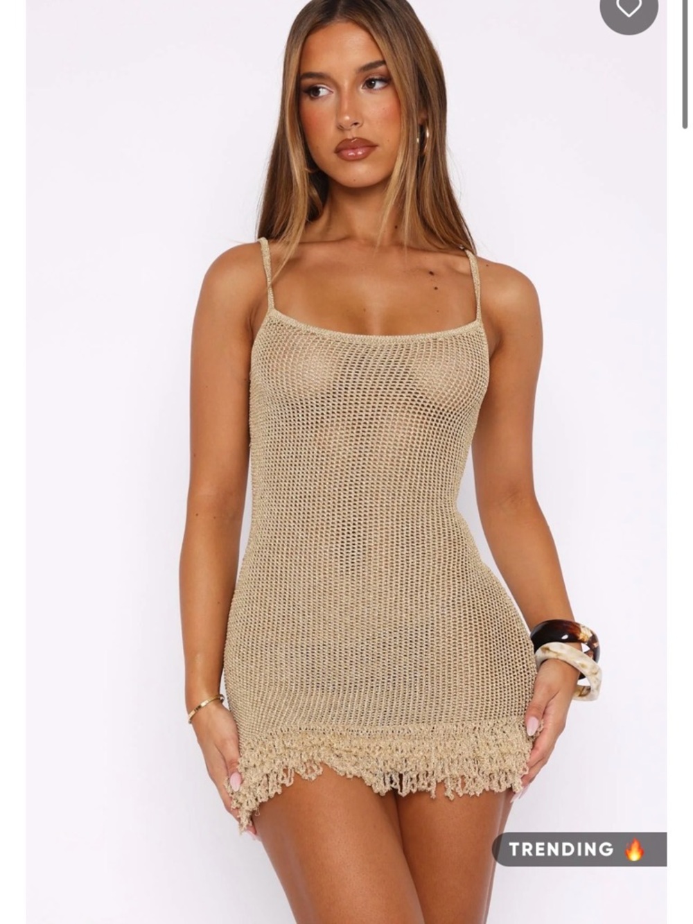 Keeping Me Awake Knit Mini Dress Gold